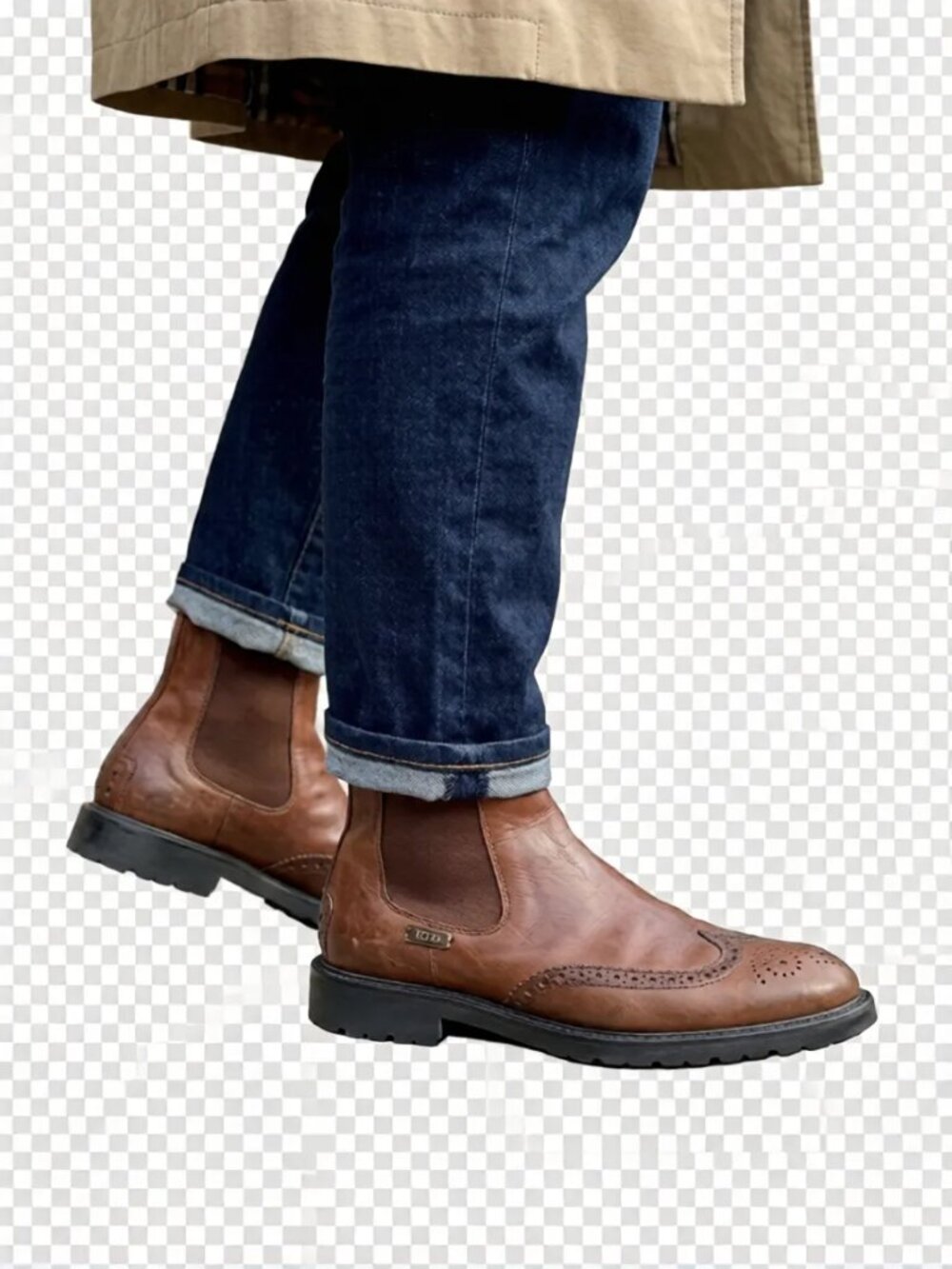 Tod's perforated wingtip brogue-style brown leather ankle chelsea boots UK7 =US8